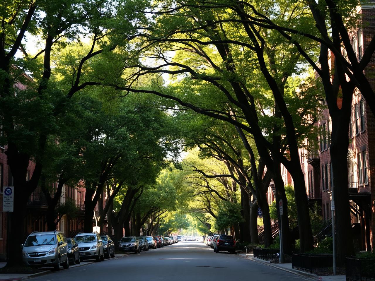 Quiet tree-lined residential street in the Midwood and East Flatbush area of Brooklyn